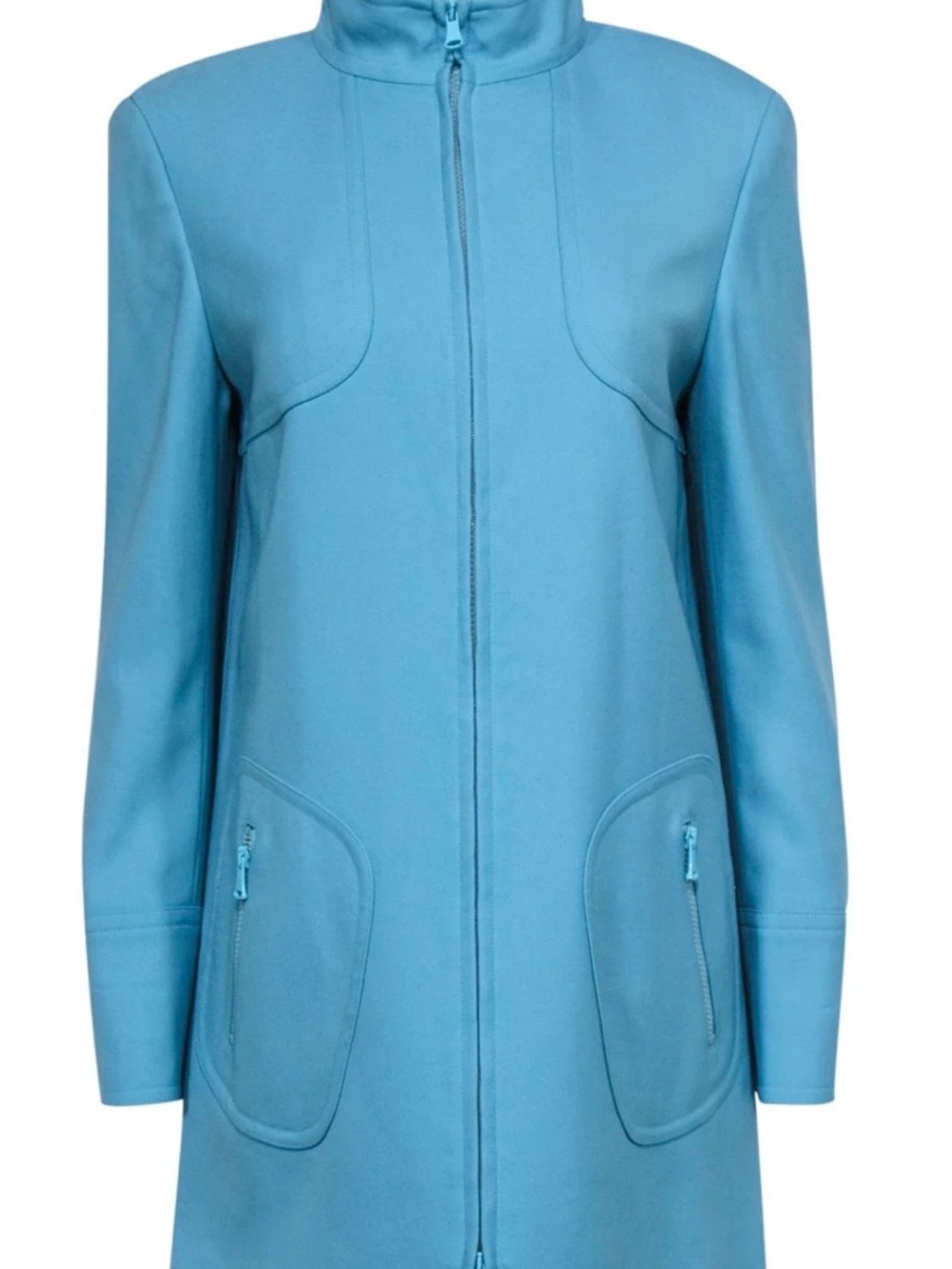 Carlisle Light Blue Long Zip Front Coat